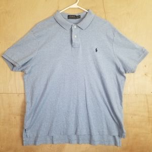 Polo Ralph Lauren Mens XXL Short Sleeve Polo Shirt Blue Pony School Preppy (742)